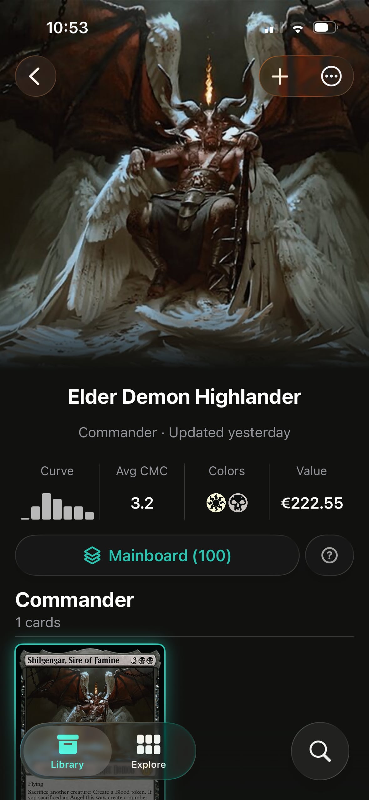 Scrollrack deck editor showing a deck list